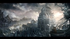 Landscapes paintings drawings cityscapes emperor fantasy art