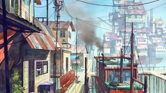 Landscapes paintings drawings cityscapes floating artwork 