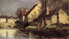 Landscapes paintings houses artwork Theodore Clement Steele