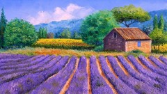 Landscapes paintings lavender