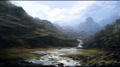 Landscapes paintings streams digital art Andreas Rocha