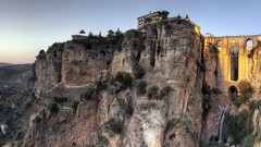 Landscapes panorama Spain architecture bushes arches