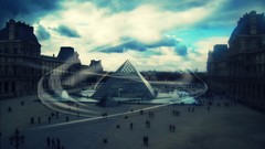 Landscapes Paris France pyramids urban digital art Louvre museum
