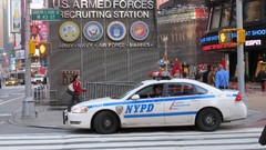 Landscapes police cars Manhattan Broadway USA cityscapes new 