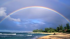 Landscapes rainbows Sea Beaches