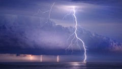 Landscapes Rays nature water energy clouds ocean Lightning storm