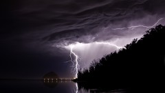 Landscapes Rays nature yellow water black clouds ocean white 