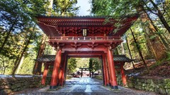 Landscapes red Japanese floor structures