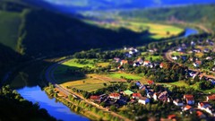 Landscapes rivers cityscapes tilt-shift Villages