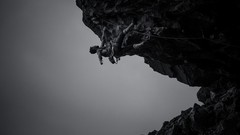 Landscapes rocks climbing mountaineers grayscale