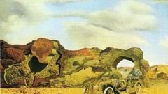 Landscapes sand clouds cars paintings Holes rocks artwork 