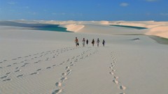 Landscapes sand nature Brazil walking footprint blue skies sand 