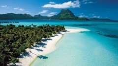 Landscapes sand nature Mountains bay Tahiti Beaches forests 
