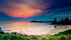 Landscapes sand nature sky ocean coast vegetation bay evening 