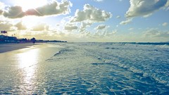 Landscapes sand nature sun clouds foam coast wet Beaches waves