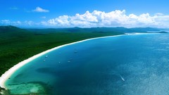 Landscapes sand nature water blue clouds ocean hills white 