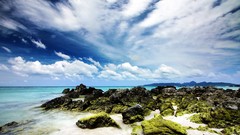 Landscapes sand Sea nature clouds ocean rocks Beaches skies sea 