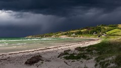 Landscapes sand Sea nature grass hills lonely Beaches houses 