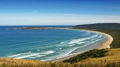 Landscapes sand Sea nature grass yellow blue hills white Green 