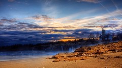 Landscapes sand Sea nature sky evening lighting House Beaches
