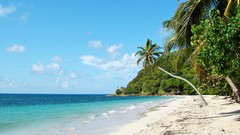 Landscapes sand Sea nature Trees clouds hills white Green 
