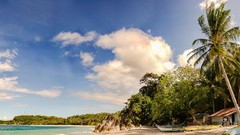 Landscapes sand Sea nature Trees water clouds Boats Thailand 