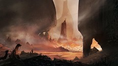 Landscapes sand stones creatures science fiction artwork 