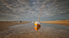 Landscapes sand water Boats reflections
