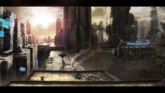 Landscapes scene drawings cities digital art futuristic