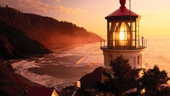 Landscapes Sea Beaches lighthouses skyscapes