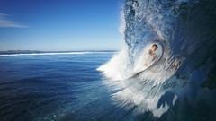 Landscapes Sea blue paper surfing waves surfboards