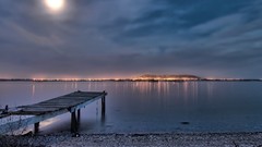 Landscapes Sea City Lights shore jetty