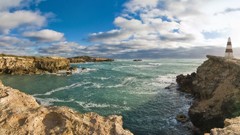 Landscapes Sea clouds cliffs rocks lighthouses skyscapes