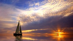 Landscapes Sea clouds ships Boats sails sailing ships