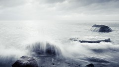 Landscapes Sea fog nature ocean rocks waves mist skyscapes