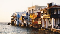 Landscapes Sea Greece houses cityscapes Mykonos