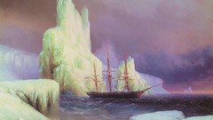 Landscapes Sea ice Boats paintings Russian Antarctica icebergs 
