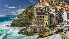 Landscapes Sea Mountains coast Europe italia Villages