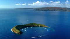 Landscapes Sea nature blue clouds hills white Green Boats 
