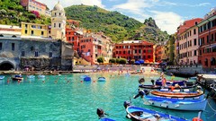 Landscapes Sea nature Boats Italy Beaches houses natural scenery