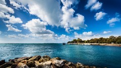 Landscapes Sea nature clouds coast Australia rocks Beaches HDR 