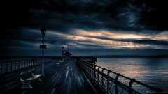 Landscapes Sea nature clouds dock Beaches overcast boardwalk