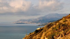 Landscapes Sea nature clouds hills coast
