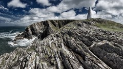 Landscapes Sea nature clouds rocks