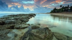 Landscapes Sea nature clouds rocks Beaches