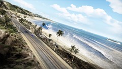 Landscapes Sea nature clouds ships cars roads palm trees 