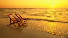 Landscapes Sea nature coast chairs waves