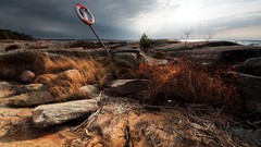 Landscapes Sea nature grass clouds rocks Beaches skyscapes