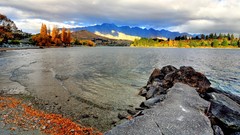 Landscapes Sea nature hills coast New Zealand rocks