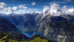 Landscapes Sea nature Mountains clouds land forests skyscapes